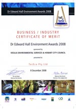 Certificate of Merit Dr Edward Hall Awards 2008